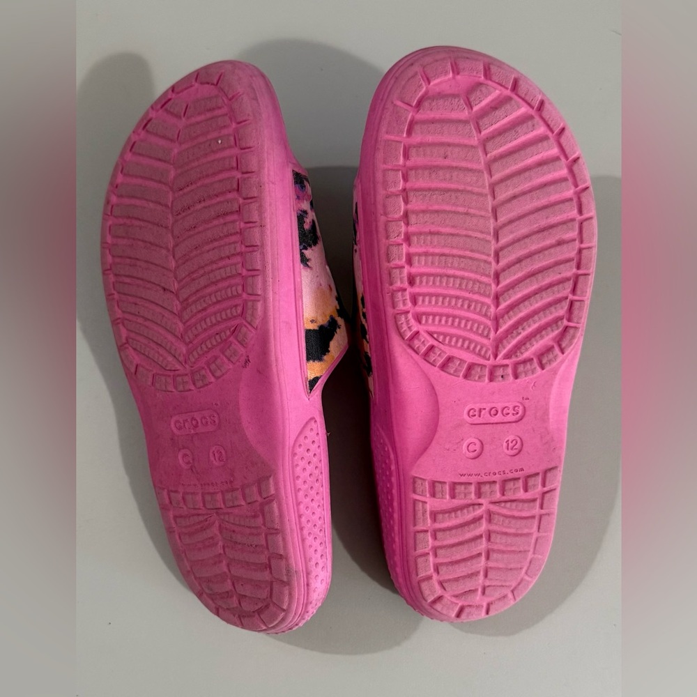 CROCS Pink Floral Slide Sandals - Picture 3 of 3